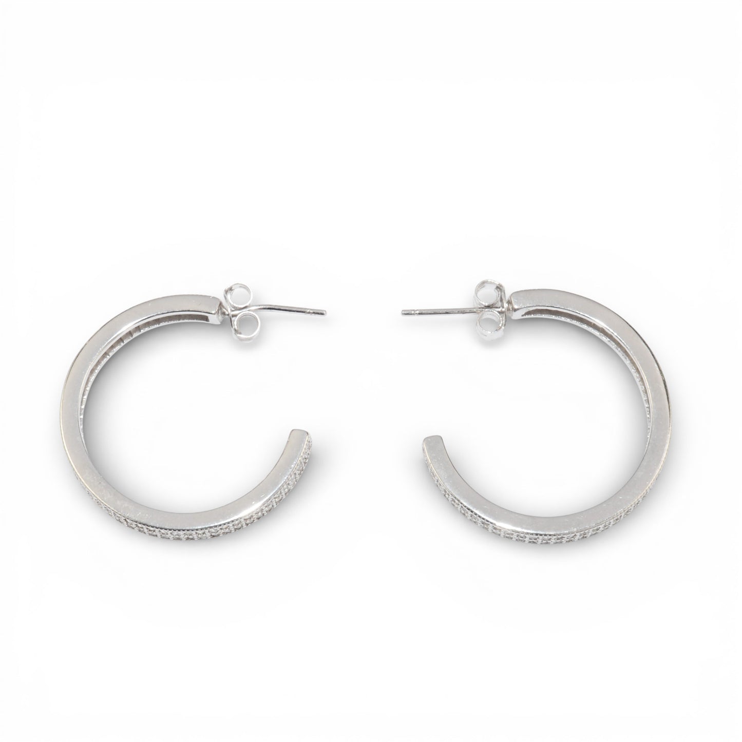 Orecchini a Cerchio Doppia Fila di Zirconi in Argento 925