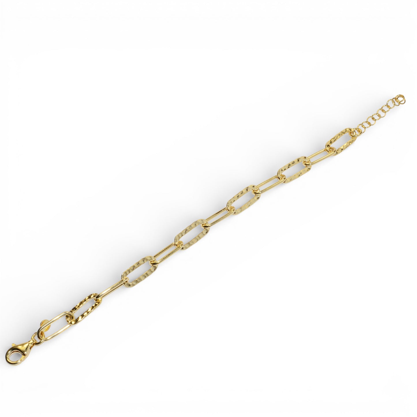 Bracciale a Catenella Martellata in Argento 925 Placcato Oro