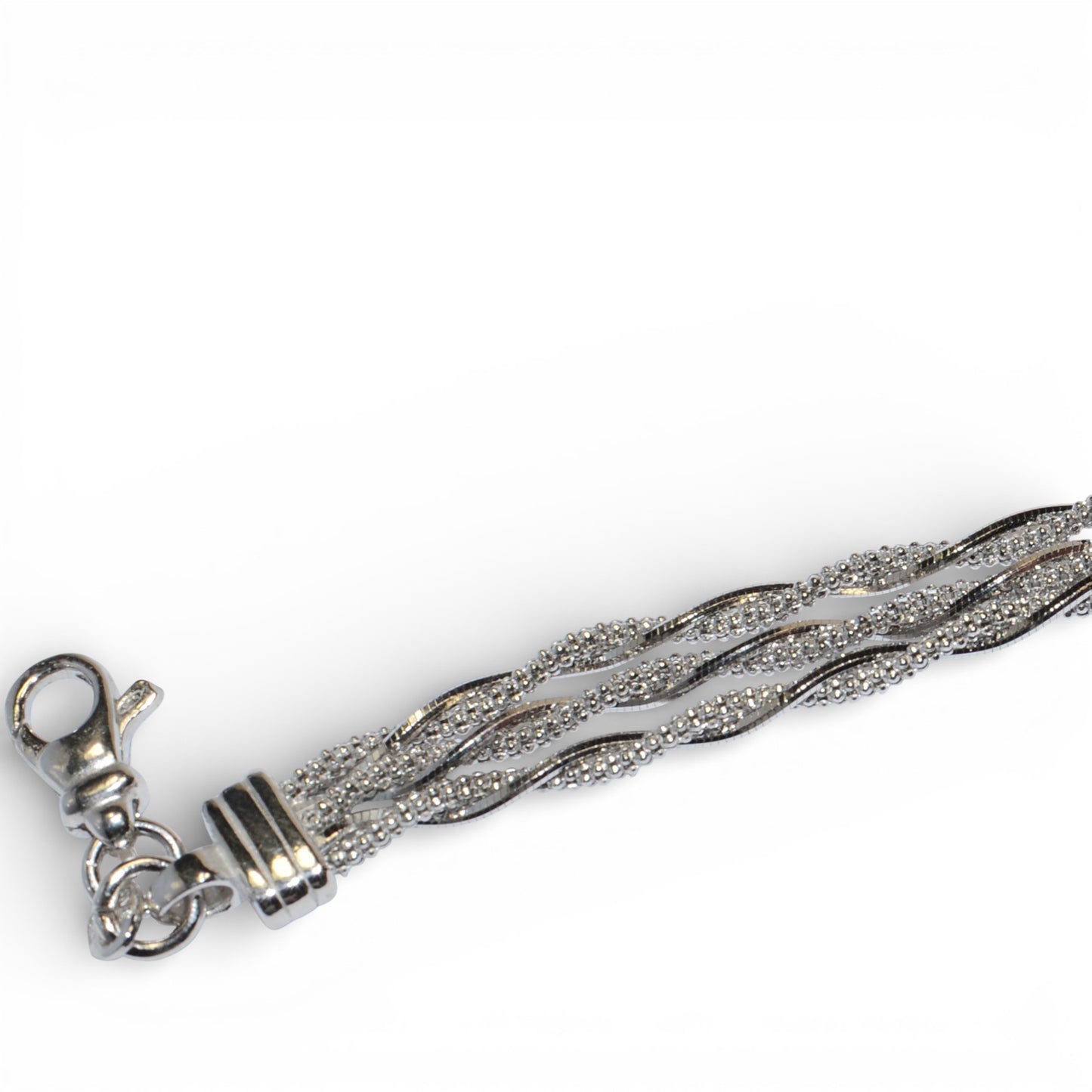 Bracciale Triplo Twister in Argento 925 Rodiato