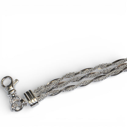 Bracciale Triplo Twister in Argento 925 Rodiato