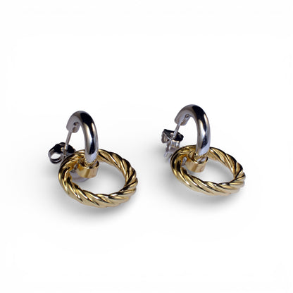 Orecchini Doppi Dorati in Argento 925