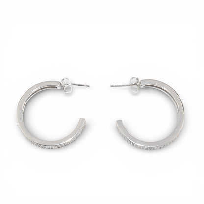 Orecchini a Cerchio Doppia Fila di Zirconi in Argento 925